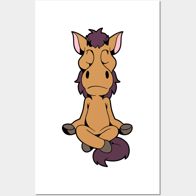 Cartoon horse meditating with yoga Wall Art by Modern Medieval Design